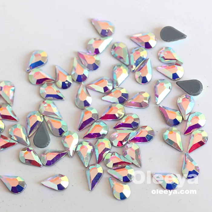 Wholesale High Quality Crystal AB Navette Fancy Shape Hot Fix Rhinestones Fat Back Iron on Stones for Garment Accessories