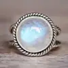 R721 Huilin custom European Jewelry Luxury design moonstone rings exaggerated punk moon and light stone rings for wedding
