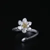 Original Design Handmade 925 Silver Ring Jewelry Flower Precious Stone Women Wedding Ring Open Size