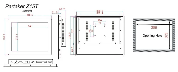 Partaker Z15T industrial embedded computer Core i7 3537U operation panel pc