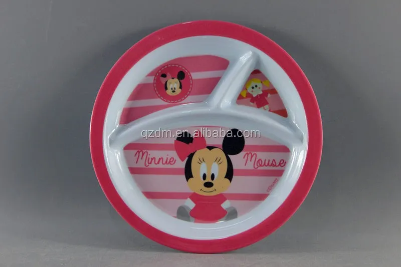 Girl Design Melamine 3 Section Plate Compartment Lunch Plate
