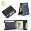 Scratch resistance waterproof front pocket slim quality leather metal money clip rfid real mens leather wallet with coin pocket