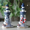 Mediterranean Style Woodcarving Arts And Crafts Pine Ocean Watchtower Decoration Craft Wooden Lighthouse Beacons