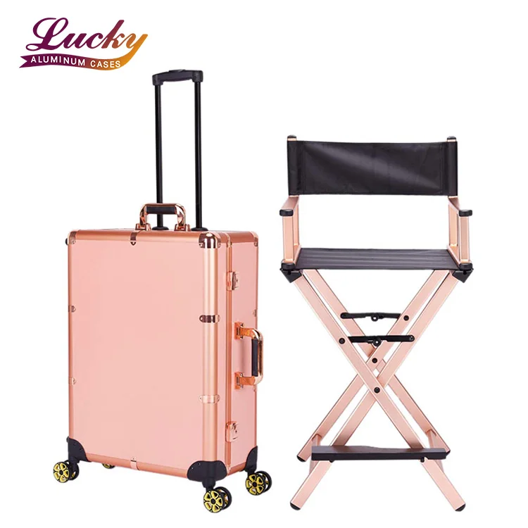 rolling trolley aluminum cosmetic case