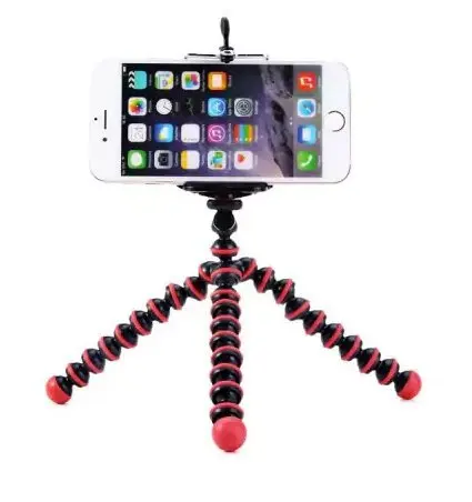 Octopus Style Portable and adjustable Tripod Stand Holder for iPhone, Cellphone,Camera Cellphone Bag-Red and Black