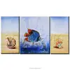 Wholesale 3 panel modern original beach seafood fish Oil Painting Group