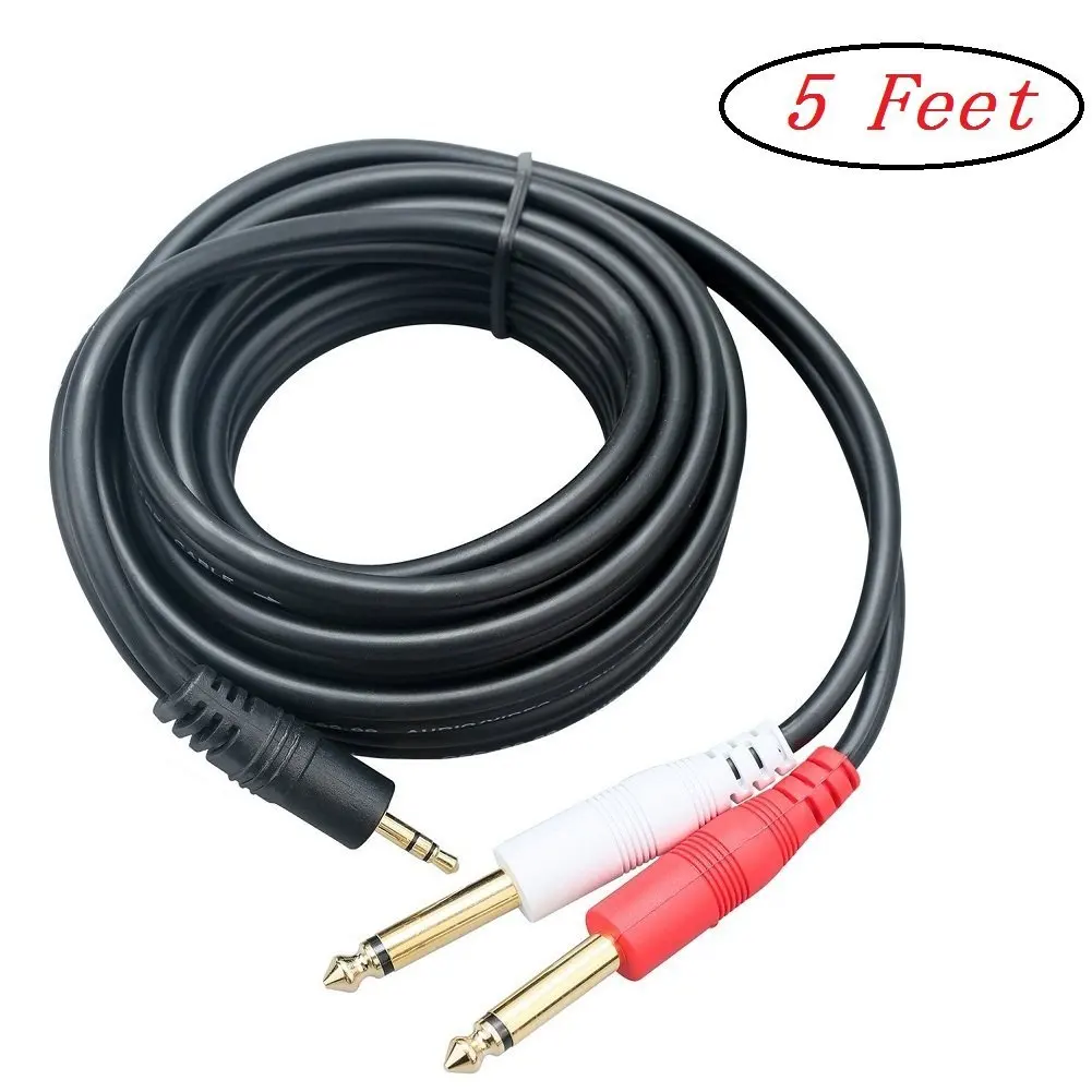 Nightwolf Audio Cable,Male 3.5mm 1/8" Stereo AUX Auxiliary to 6.35mm 1/4" Y Adapter Connector Cable Cord Plug Jack(1.5 M/5Ft )