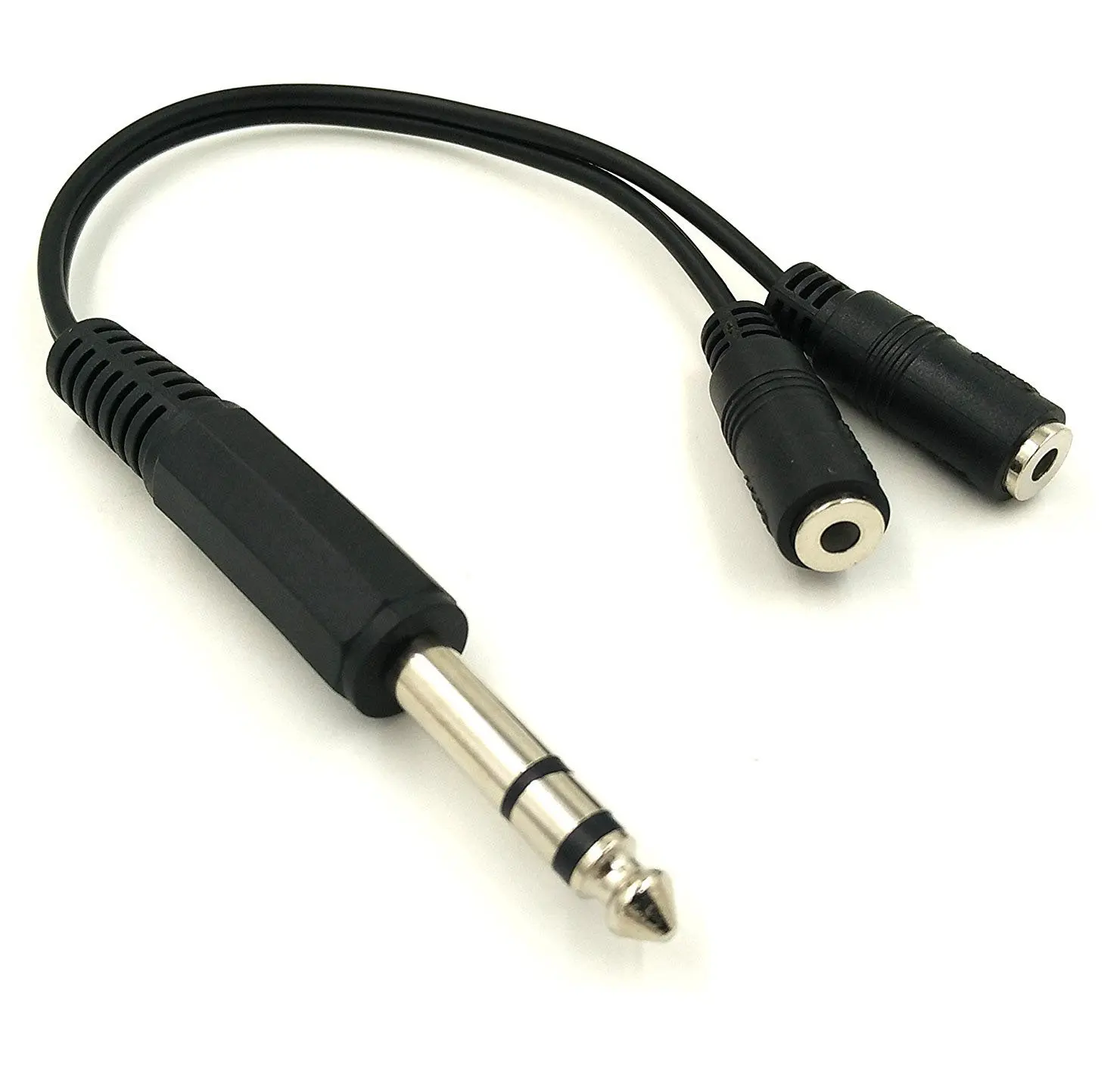 Exuun 6.35mm 1/4 inch TRS Stereo Jack Male to 2 Dual 3.5mm (Mini) 1/8" Stereo Female Y Splitter Cable 20cm/8inch (635M-235FM)