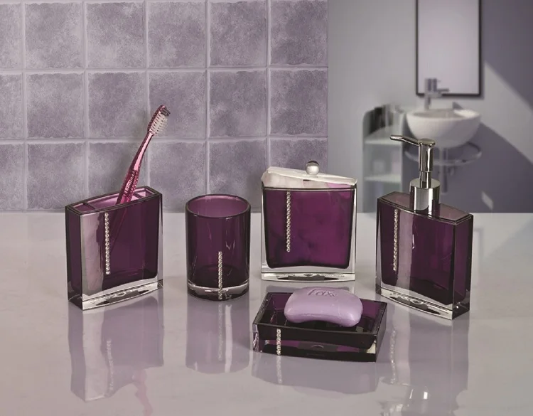 Purple Cheap Clear Acrylic Bathroom Accessories Sets - Buy ...