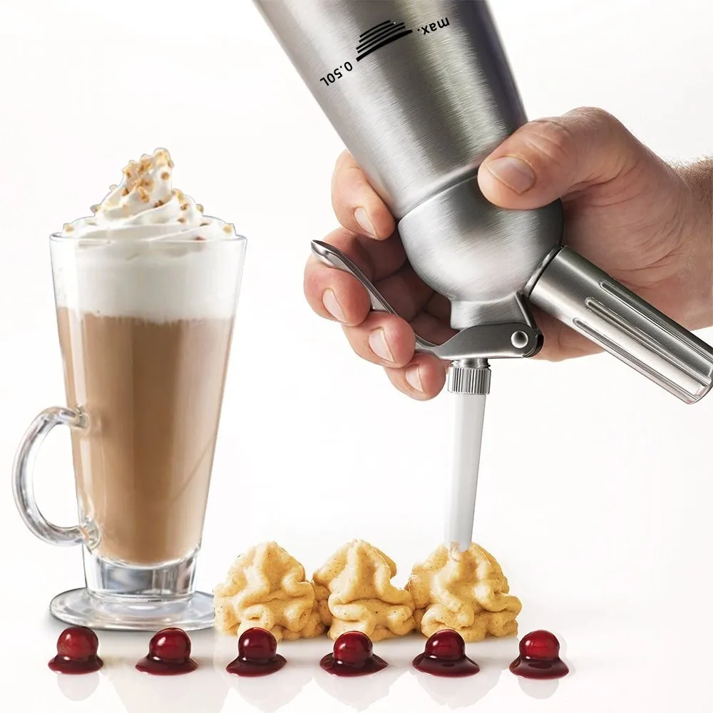Professional Aluminum Whipped Cream Dispenser Whipper Stainless Steel