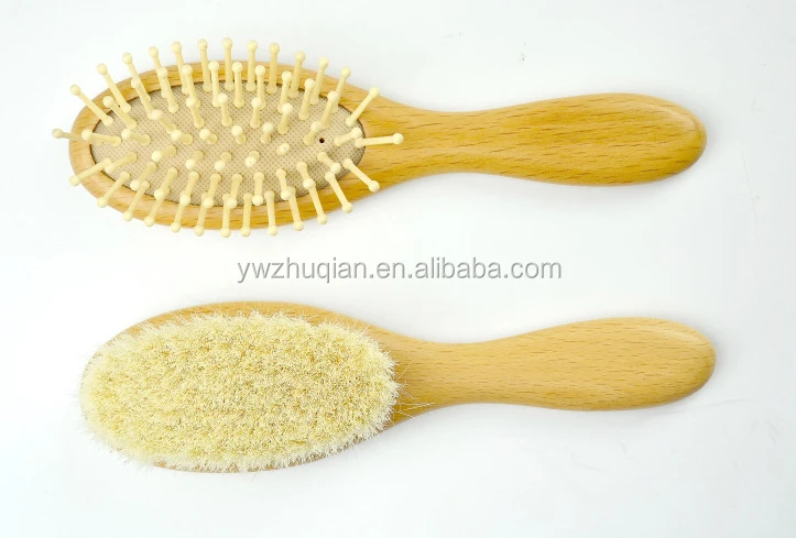 Factory direct supply wooden handle baby hair brush with comb sett