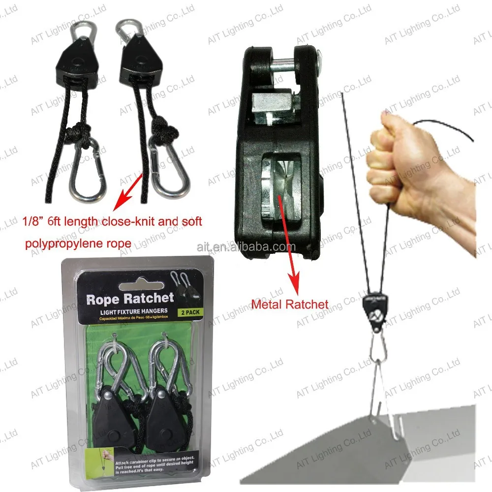 
1/8inch 6ft Rope Ratchet Light Hanger with metal ratchet 