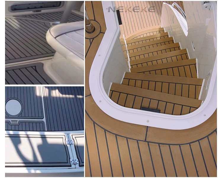 25 Meter Roll 190mm Wide Synthetic gray Decking With Black Caulking Line Stripe