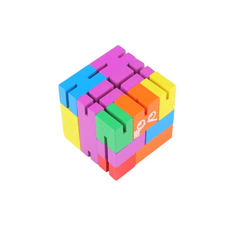 Children's brain game wood blocks creative toys cube puzzle toy wooden robot