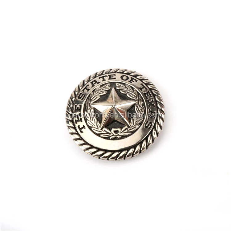 Wholesale Custom Silver Round Star Shape The State Of Texas Concho 