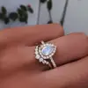 Artilady Moonstone Sterling Sliver Ring White Zircon Fashion Ring For Women
