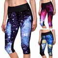 4 Galaxy Pattern Women Yoga Pants Female Sports Cropped Trousers Capri Leggings High Elastic Fitness Capri