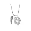 European and American jewelry Mother's Day gift angel wings and feet footprints necklace Foreign trade hot supply