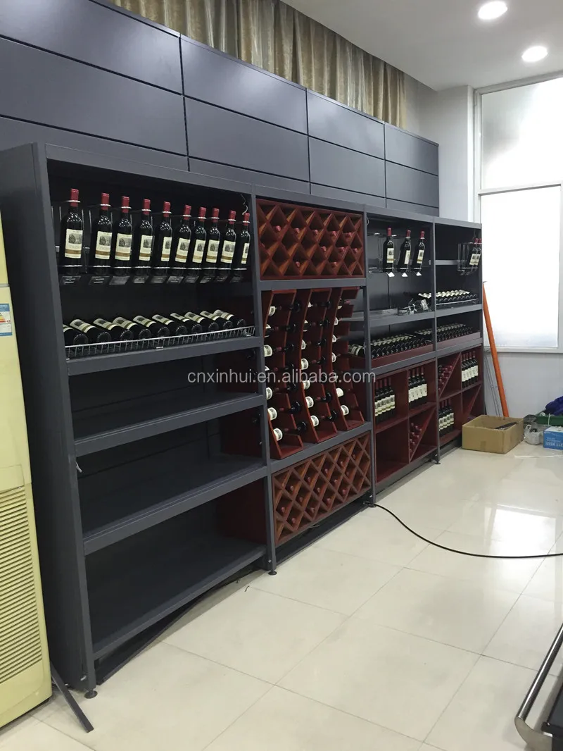 High-quality Shelves Wooden Wine Glass Showcase Display Cabinet Rack Stands for Wine Shop04.JPG