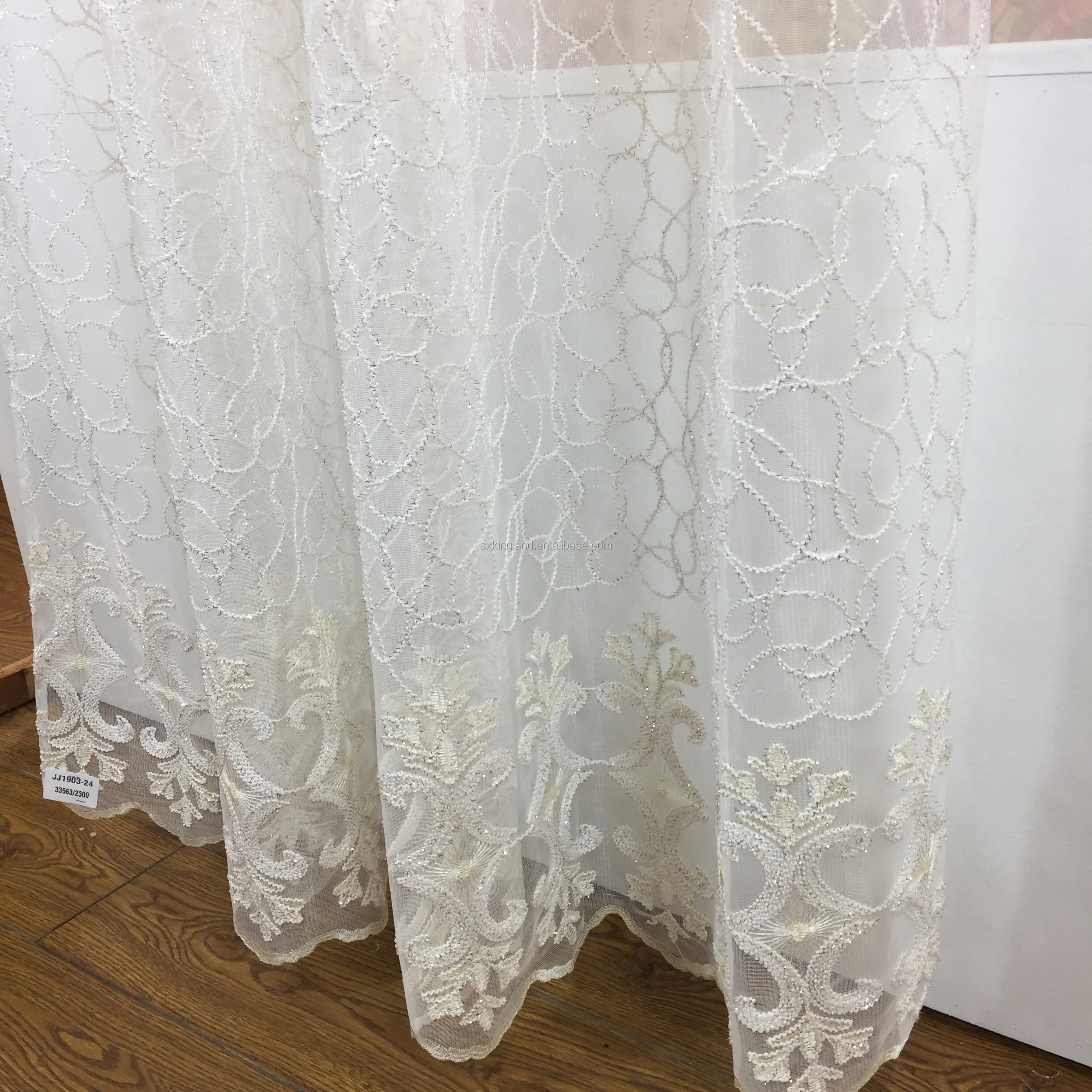 家纺高品质的发绳网纱绣花窗帘布