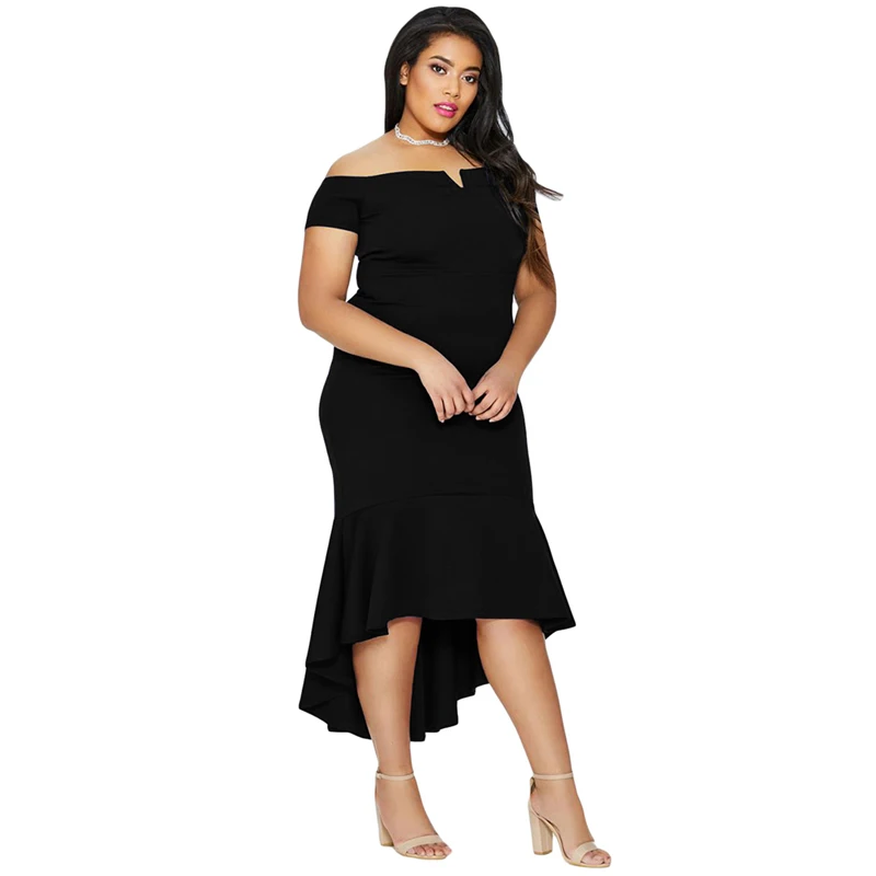 vestido midi plus size preto