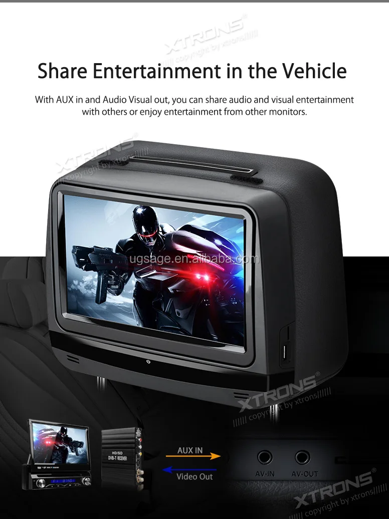 Xtrons 2x9 Inch Car Headrest Dvd Player With Hdmi Port/leather Cover