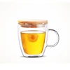 12oz insulated double layer glass coffee mug with lid