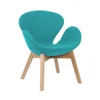 Upholstered Cashmere Wool With Nature Wooden Leg Lounge Armchair For Restaurant Coffee Bar Shop Office