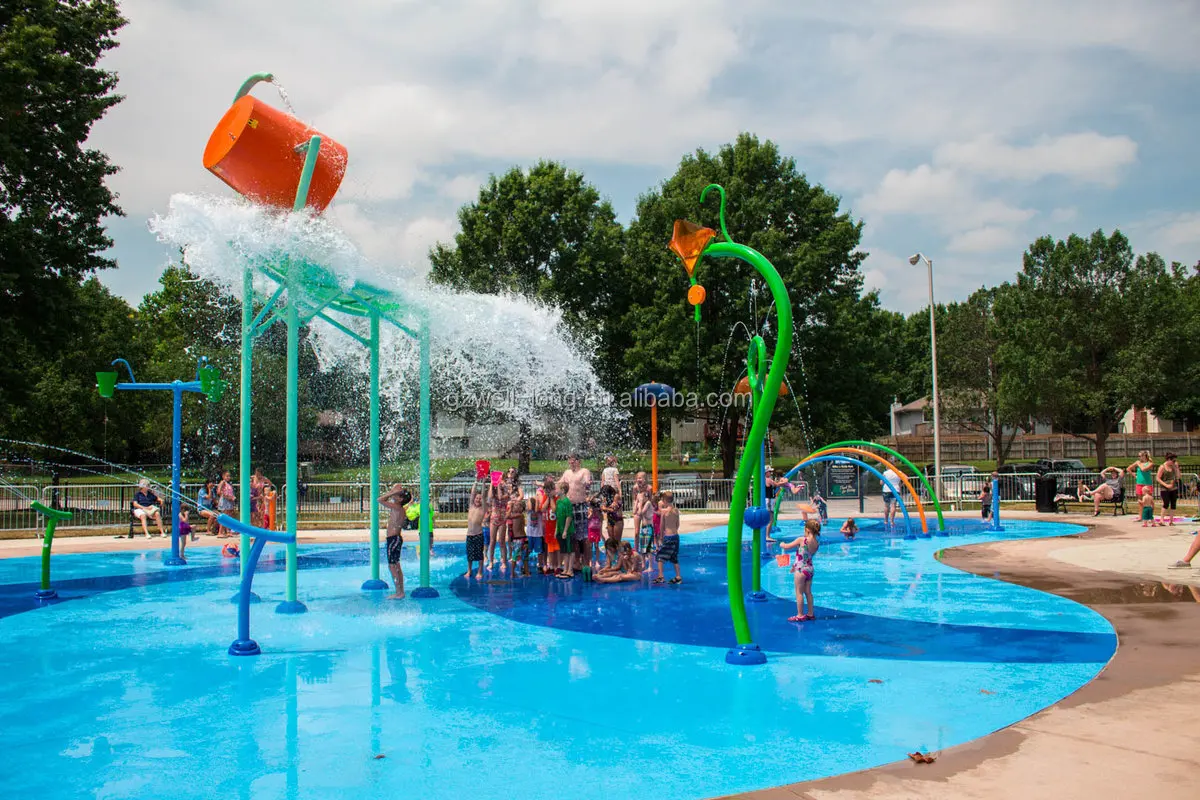 Water Theme Park Outdoor Playground Structure Splash Pad Dropping ...