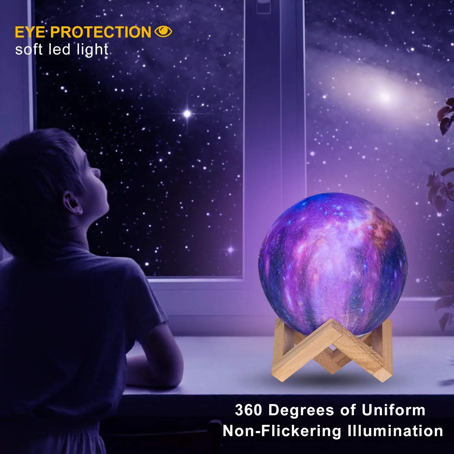 16 Colors 3D Moon Light Children's Night Light USB Rechargeable Touch Switch Christmas Decoration Bedside Lamp LED space Lamp