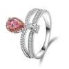 Vantage Pink Stone Girl Ring Fashion Luxurious Zircon Ring Handmade 925 Sterling Silver Ring