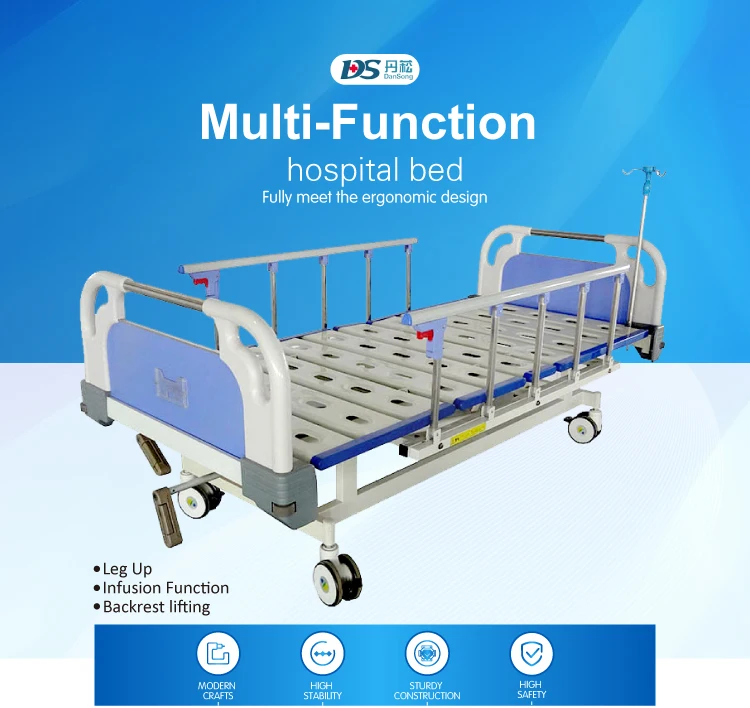 Hospital Furniture 2 Cranks Cardiac Bed Making For Disabled Patient