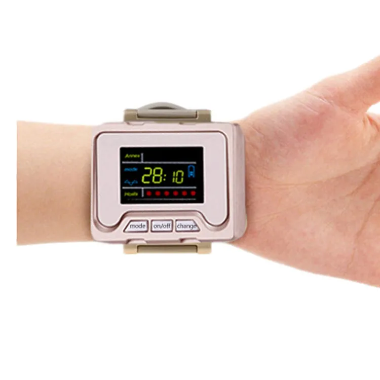 China new painless no drug no side effect physical wrist watch 6 lasers lllt 650nm laser treatment apparatus