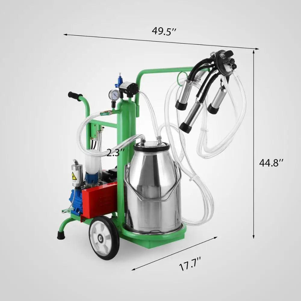 New Electric Milking Machine Automatic Vacuum Piston Pump 25l Bucket