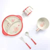Natural Reusable Eco Bamboo Fiber Funny Kids Children's Tableware Set