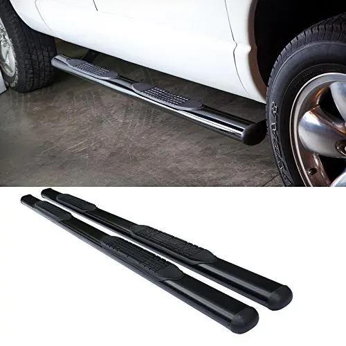 5/" OVAL BLK SIDE STEP NERF BARS RAIL RUNNING BOARD FOR 02-09 DODGE RAM QUAD//CREW