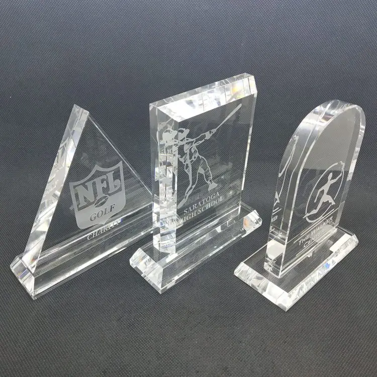 Wholesale Custom Blank Crystal Glass Plaque Award Triangular Shape