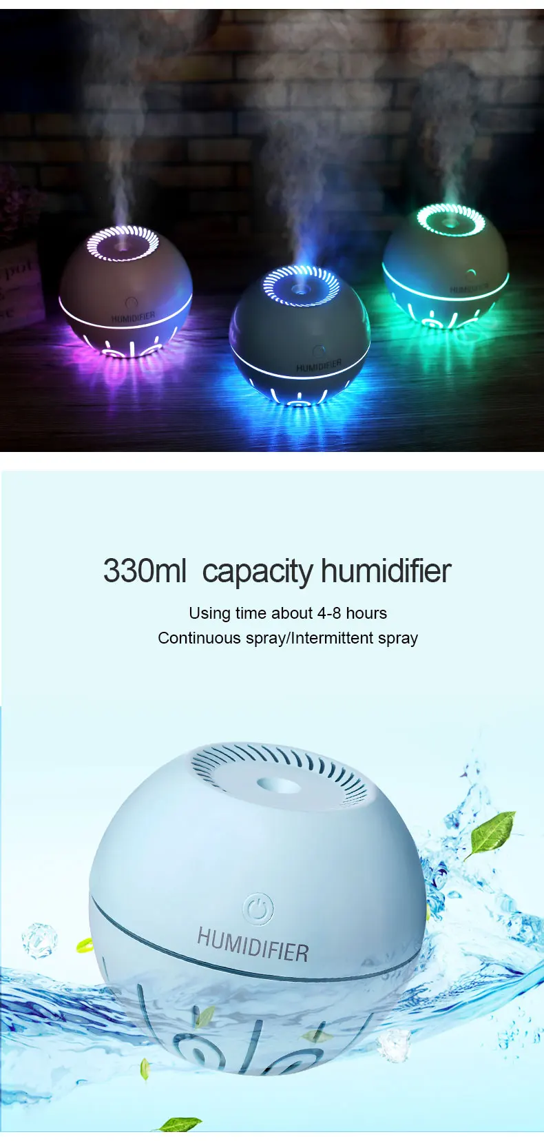 2019 amazon Speed ball humidifier with USB and Battery for sale