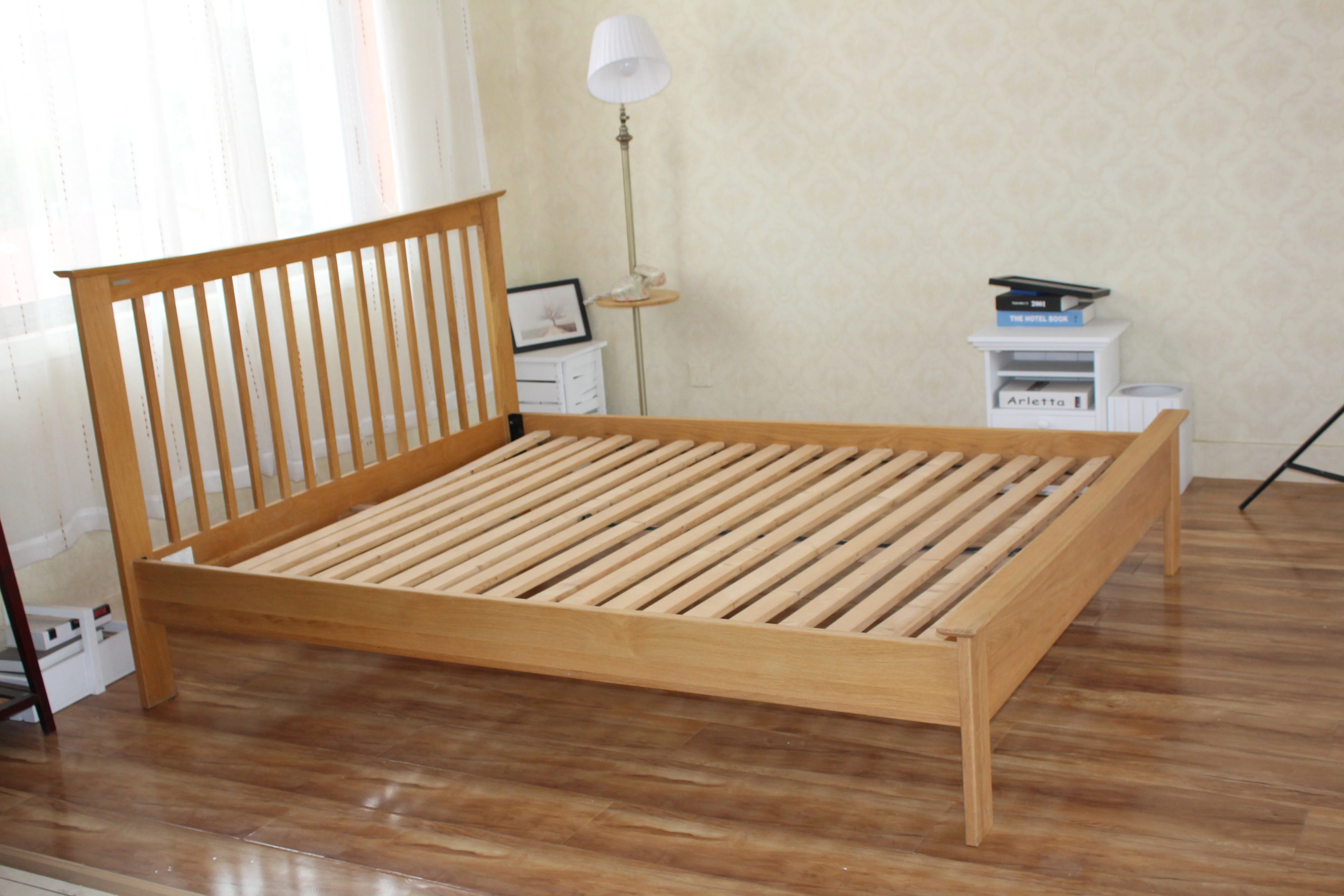 hot design simple solid wood box wood bed double bed