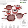 9pcs sun red marble coated cookware set pots and pans with FDA SGS LGA certificate