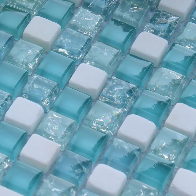 Glass Stone Blend Crystal Mosaic with Living Room Wall