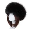 High Quality Authentic Russian Hat Warm Stylish Winter Black Fox Faux Fur Roller Hat