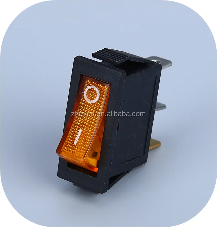 Yellow Rocker Switch With 3 Legs Spst Function Lamp On-off - Buy Rocker ...