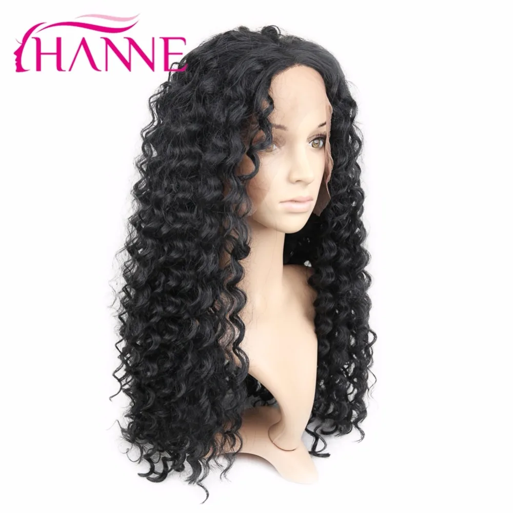 24 Inches Gelombang Longgar Dalam Rambut Sintetis Wig Premium Renda