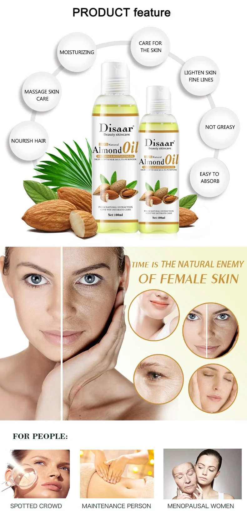 Disaar Moisturizing Almond Oil Organic Nourishing Sweet Almond Oil 100