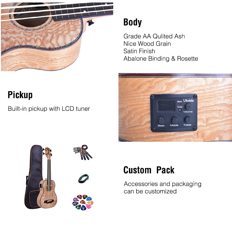 Smiger 30" Ukulele Bass Guitar With Equalizer Electric Ukulele Made In