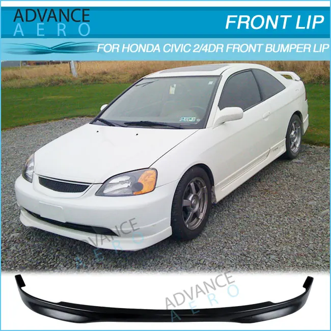 For Honda Civic 2dr 4dr 01 02 03 T R Style Poly Urethane Front For Honda Civic 2dr 4dr 01 02 03 T R Style Poly Urethane Front Per Lip Spoiler Body Kit Pu