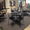 Beverage shop dining table black man made marble dining table
