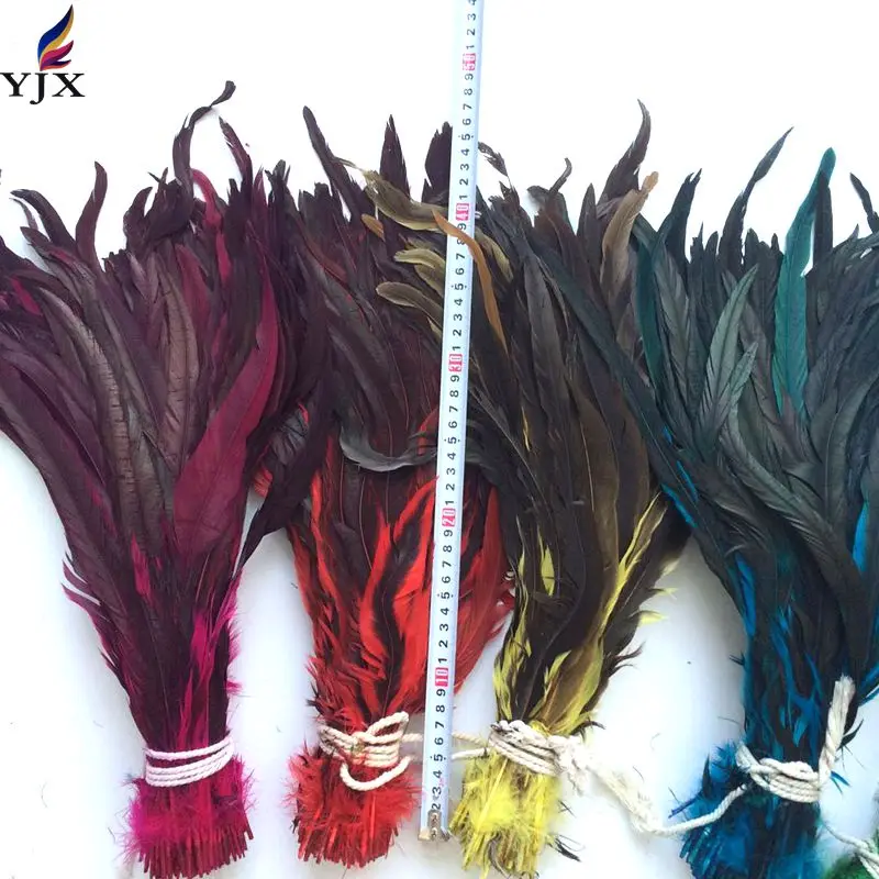 Free Shipping 100pcsbag 40 45cm Dyed Colourful Rooster Tail Feather