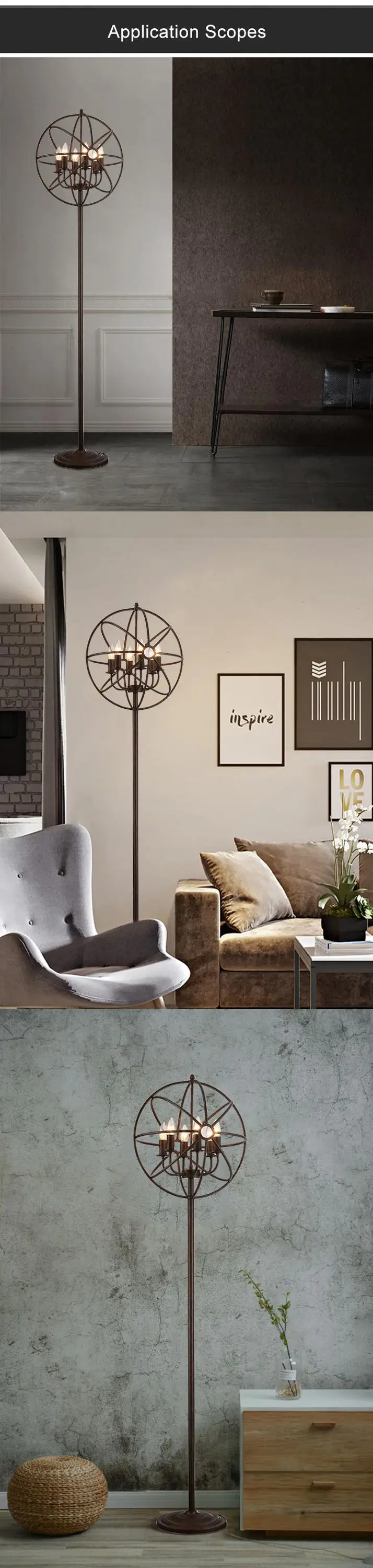 2021 hot sell vintage iron type design farmhouse pendant light round ball chandeliers pendant lamp